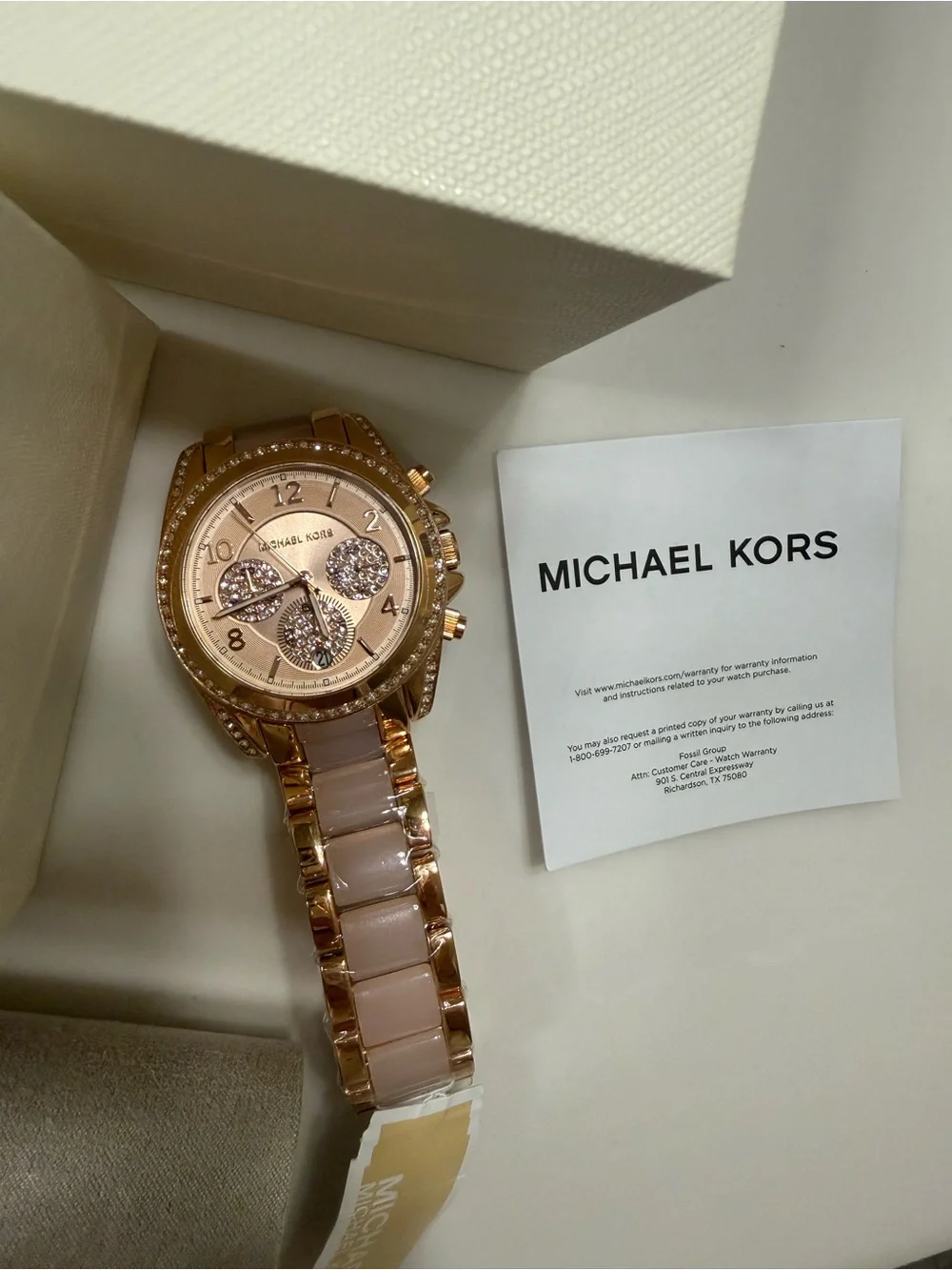 Michael Kors Rose Gold Watch with Blush Accents and Crystal Dial 39mm